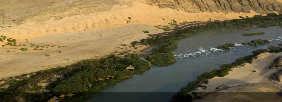An aerial view of the Serra Cafema Camp 