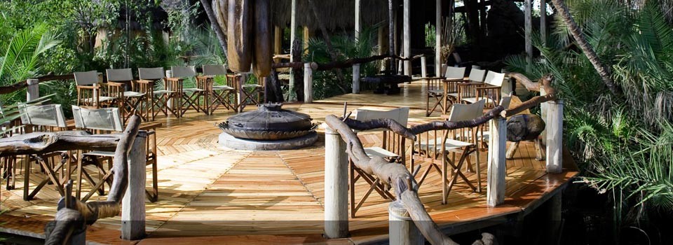 Enjoy a warm fire at Jao Camp