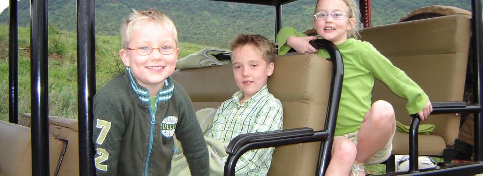 Children on game drive at Morukuru in the Madikwe Game Reserve