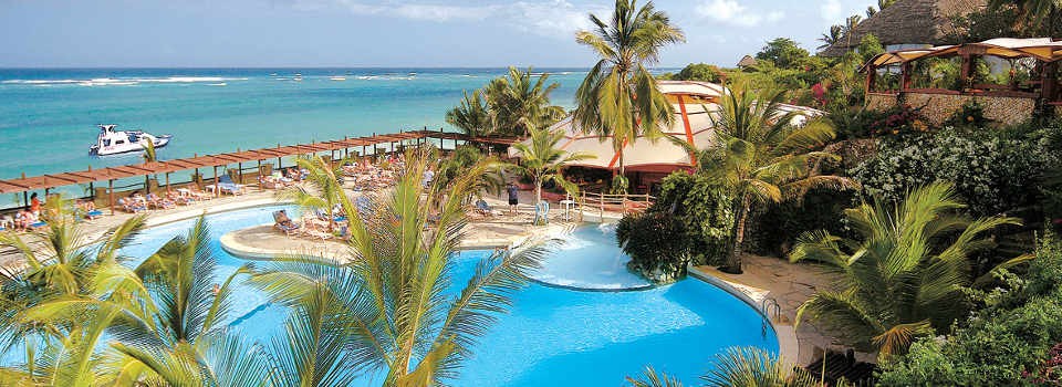 Pool area at Leopard Beach Resort on Kenya's Coast.
