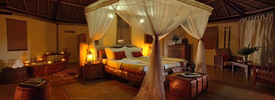Guestroom interior at Tortilis Camp, Kenya