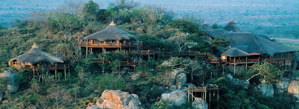 Aerial view of Ulusaba Rock Lodge in the Sabi Sand Reserve