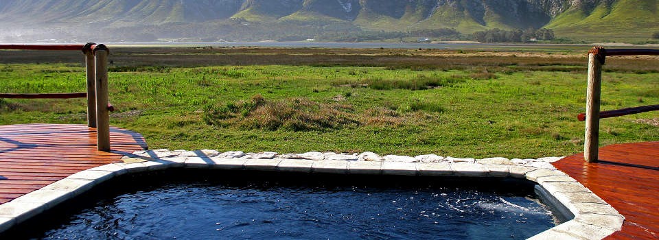 Plunge pool with views over the bird sanctuary and mountains