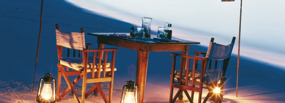 Beach dining at Mnemba Island
