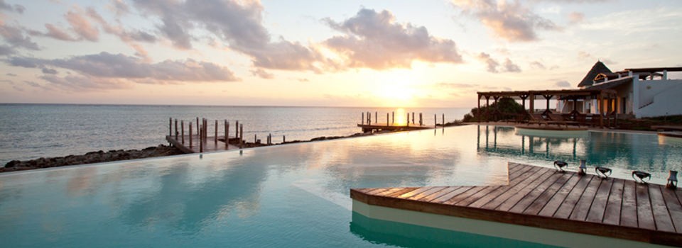 Pool at dusk at Essque Zalu Zanzibar