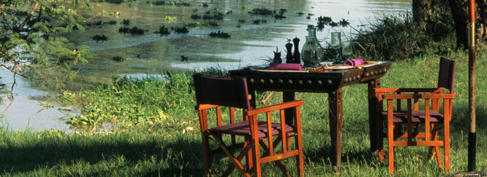 Lunch by the river at Grumeti Serengeti Tented Camp, Tanzania