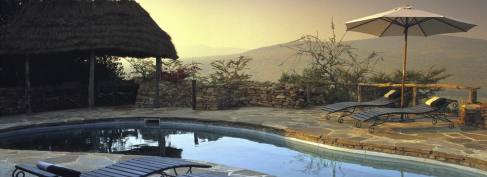 Pool area at Klein's Camp in Tanzania