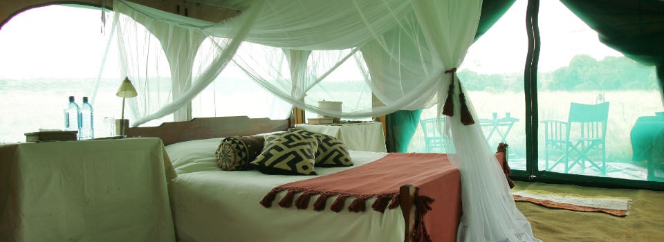 Tent interior at Sanctuary's Private Mobile Camp in Tanzania